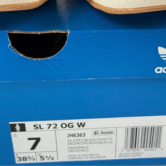 Adidas NWB SL 72 OG Unisex Sneakers Silver Metallic with Black, 8 Women / 7 Men - Picture 10 of 11